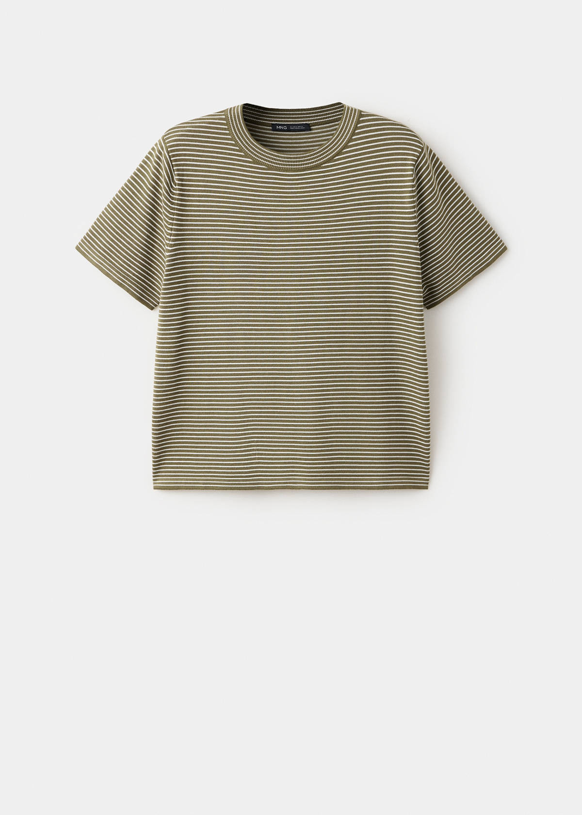 Striped fine knit sweater — Khaki