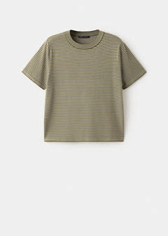 Striped fine knit sweater — Khaki 5