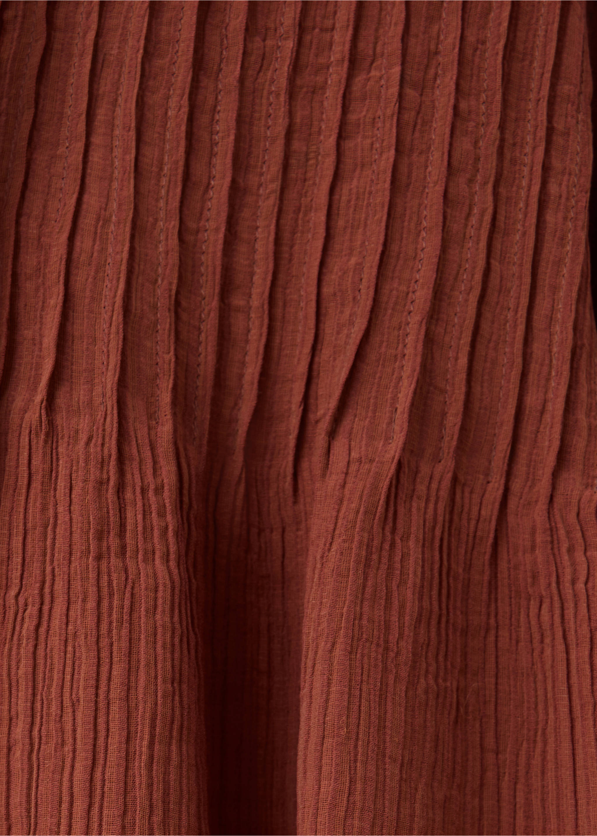 Pleated chiffon blouse - Details of the article 0, Burnt Orange. Ref: 37044093-00.