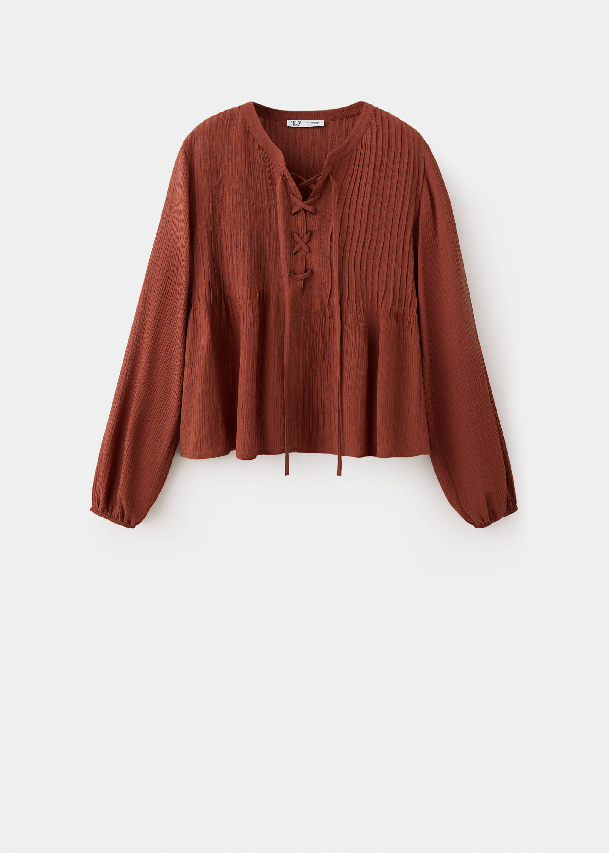 Pleated chiffon blouse - Article without model, Burnt Orange. Ref: 37044093-00.