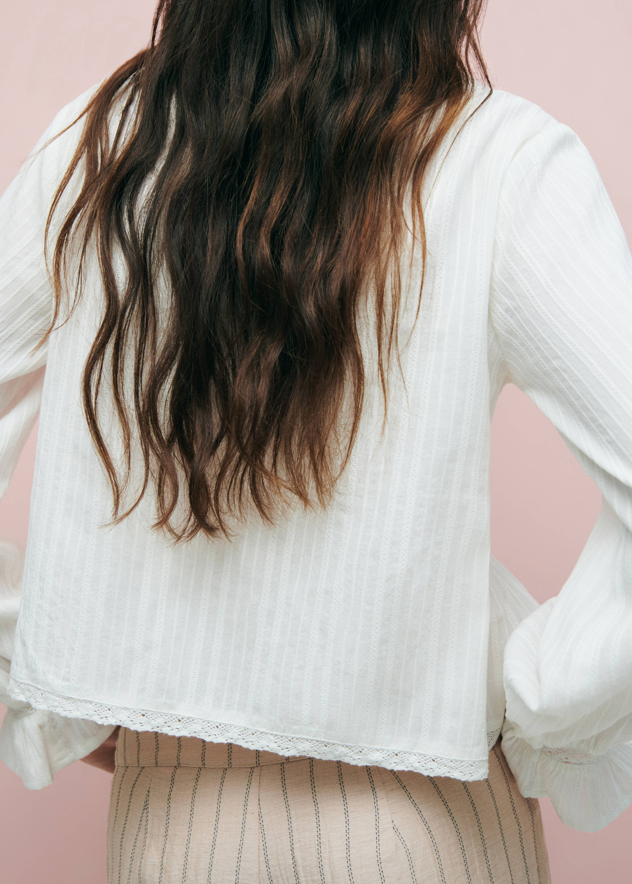 Blouse with textured openwork detailing - Reverse of the article