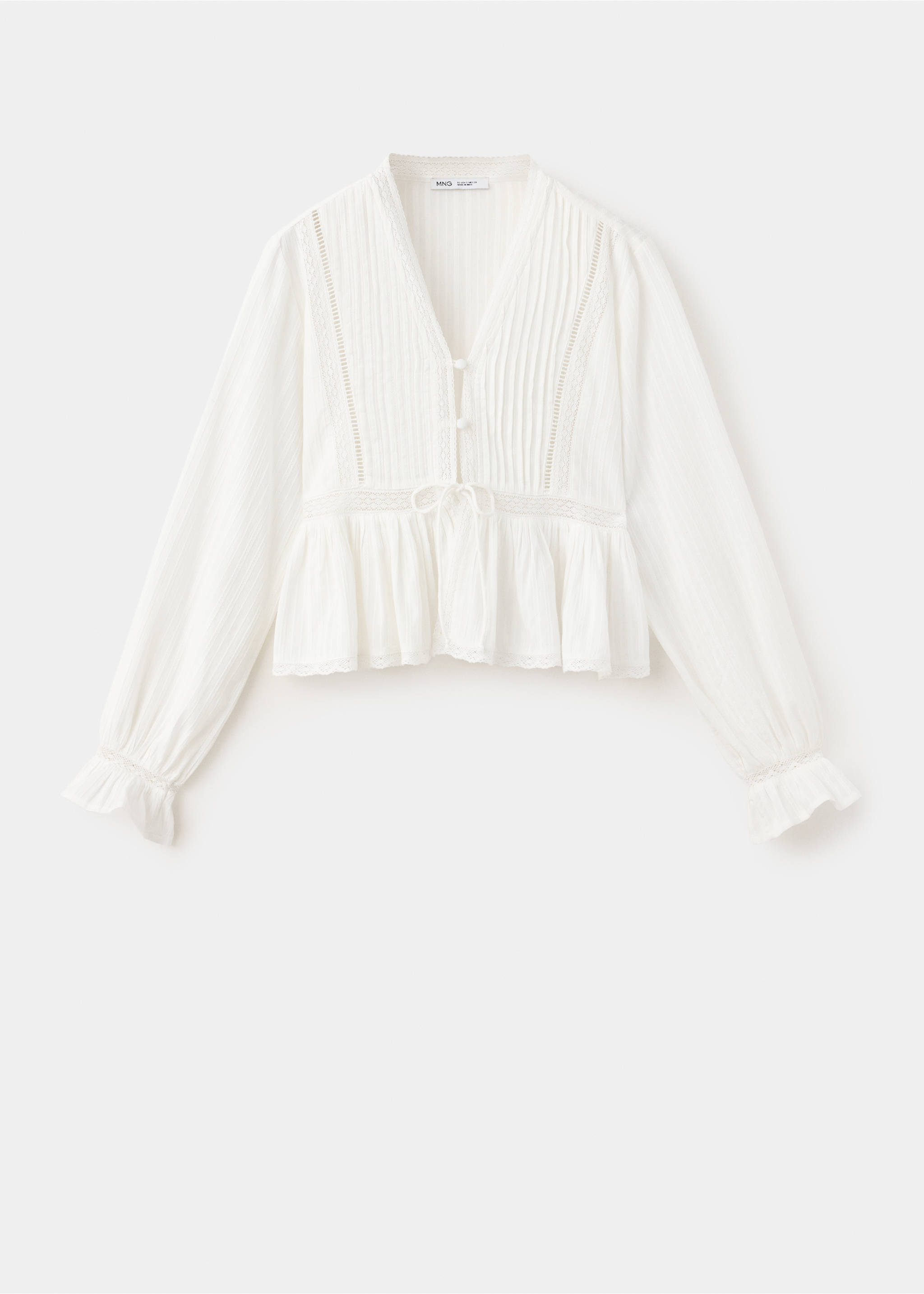 Blouse texturée détails ajourés - Article sans modèle, Blanc cassé. Ref: 37044094-00.