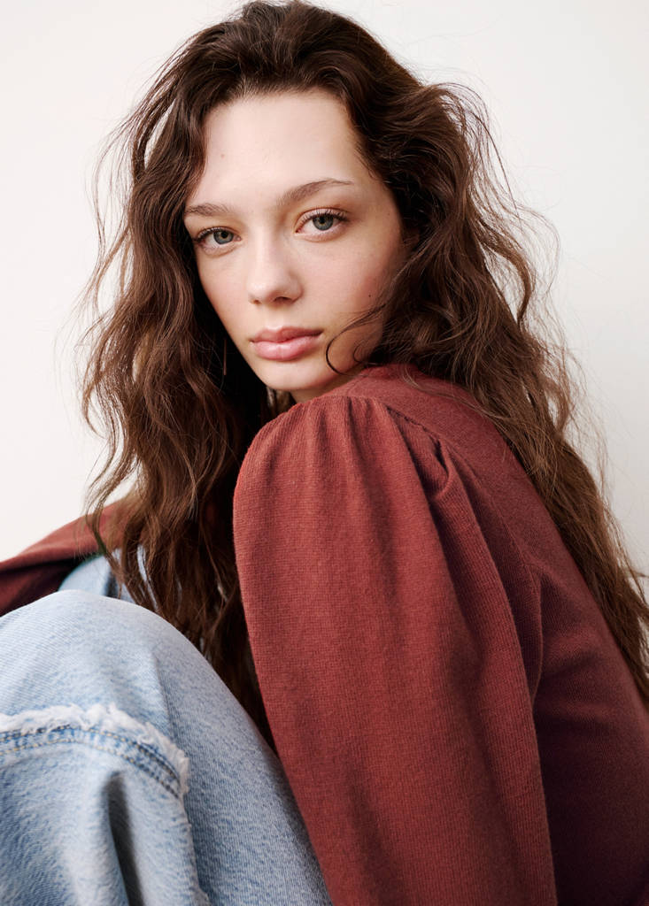 Ruched detail sweater — Burnt Orange