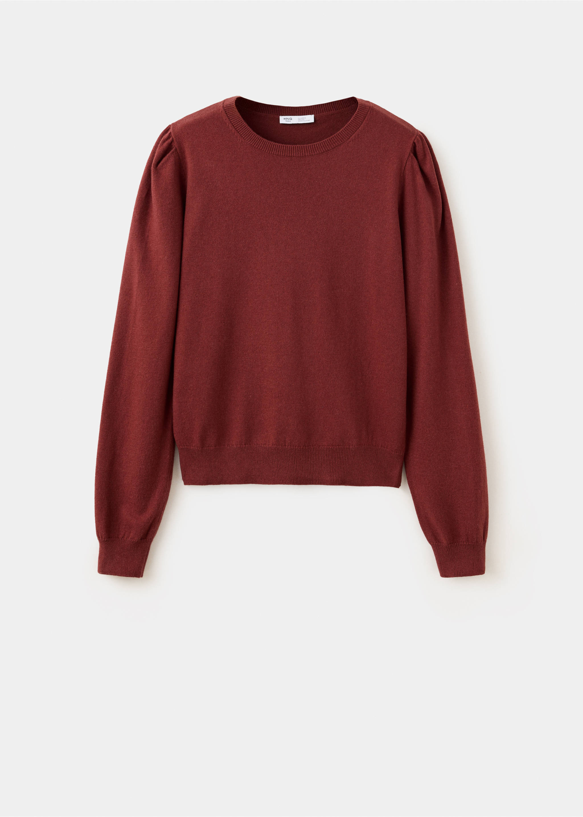 Fine-knit puff sleeve sweater - Article without model, Burnt Orange. Ref: 37044096-00.