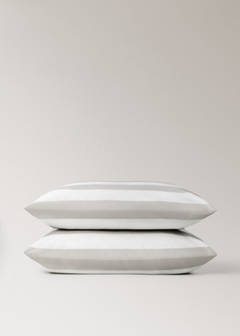 Two striped cotton pillowcases 60x60 cm — Sand 4