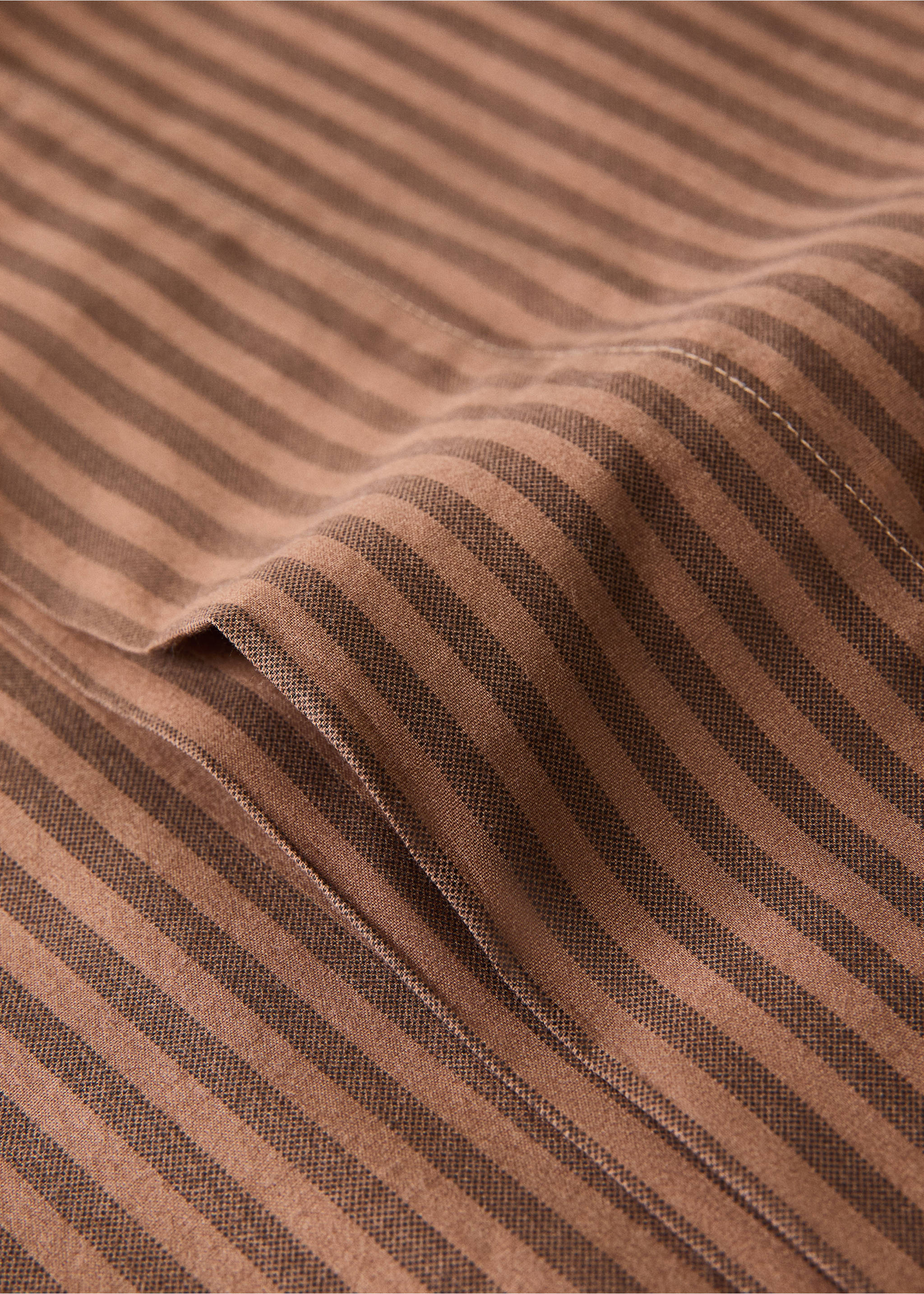 Cotton percale pillowcase 200 thread count fine kodak stripe print 45x110 cm - Details of the article 1, Brown. Ref: 37044099-00.