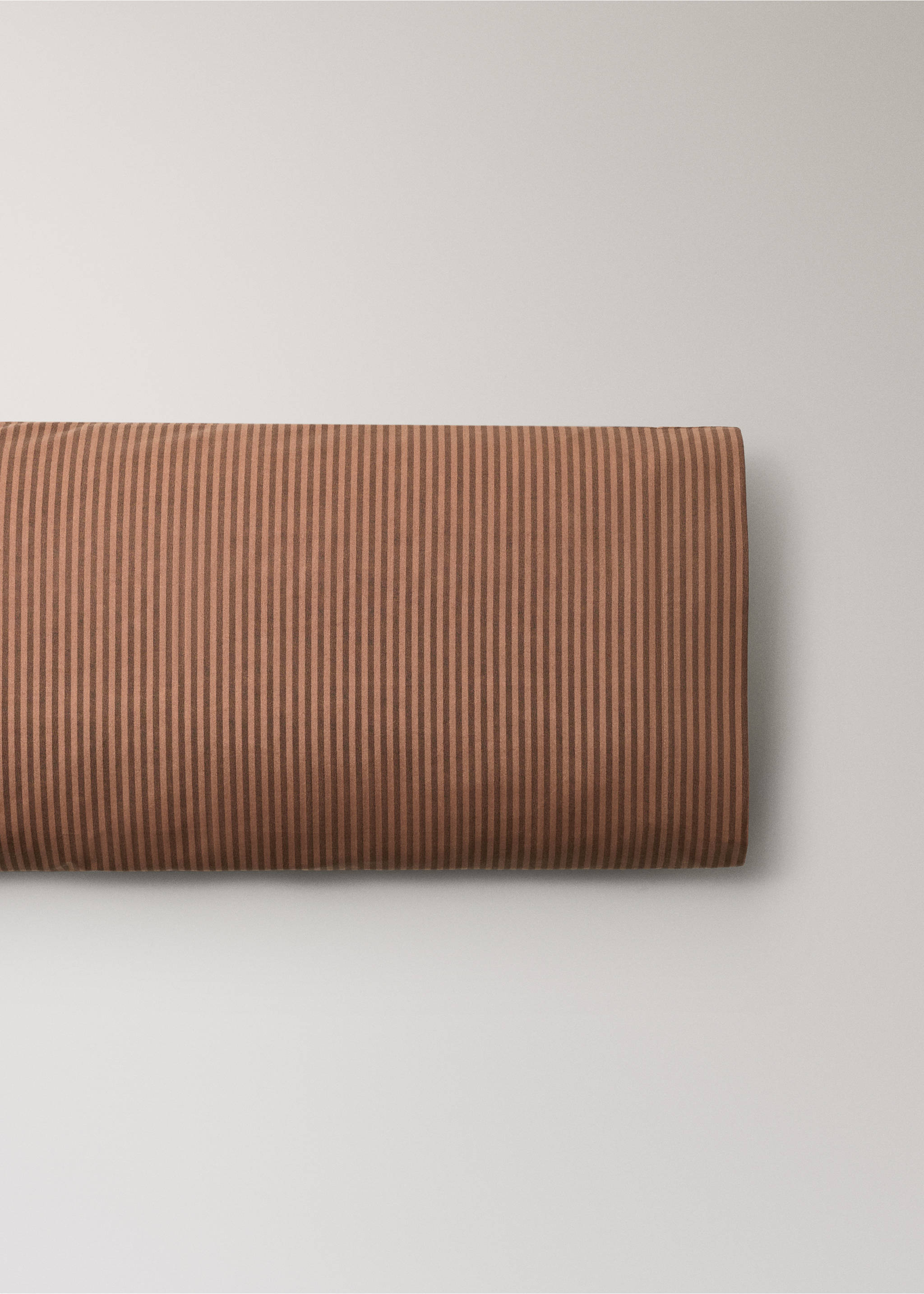 Cotton percale pillowcase 200 thread count fine kodak stripe print 45x110 cm - Article without model, Brown. Ref: 37044099-00.