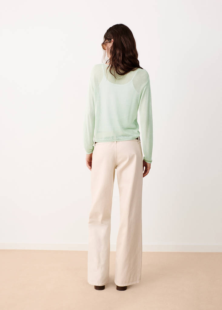 Fine-knit V-neck sweater — Mint Green