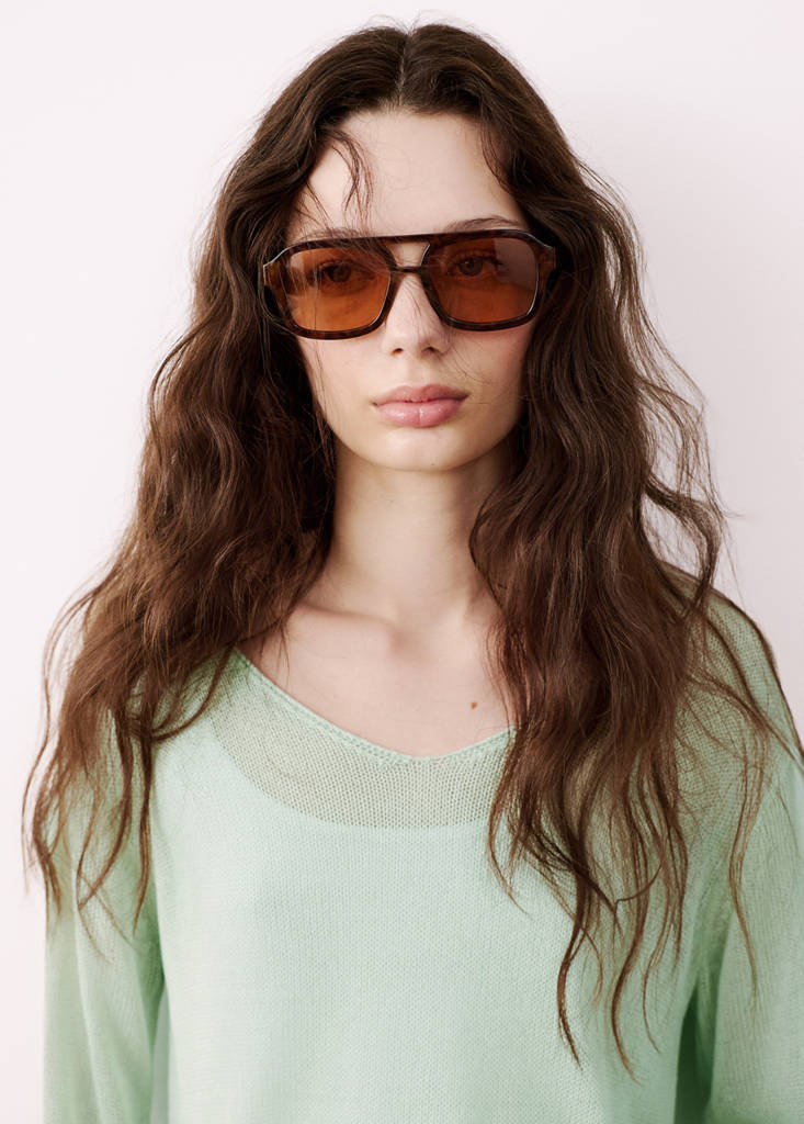 Fine-knit V-neck sweater — Mint Green