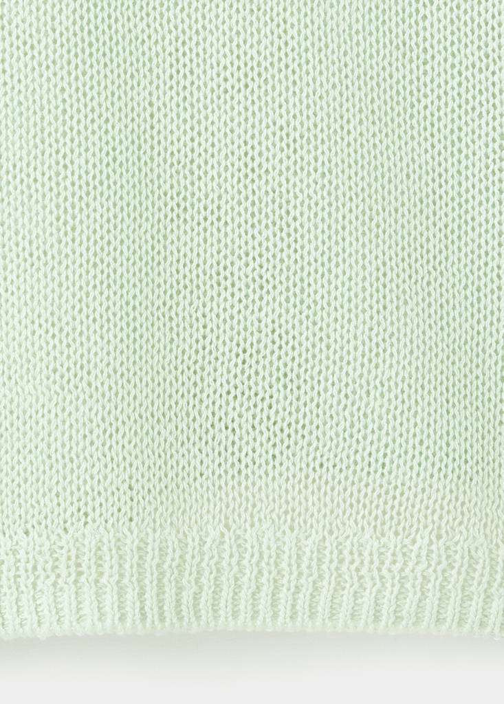 Fine-knit V-neck sweater — Mint Green