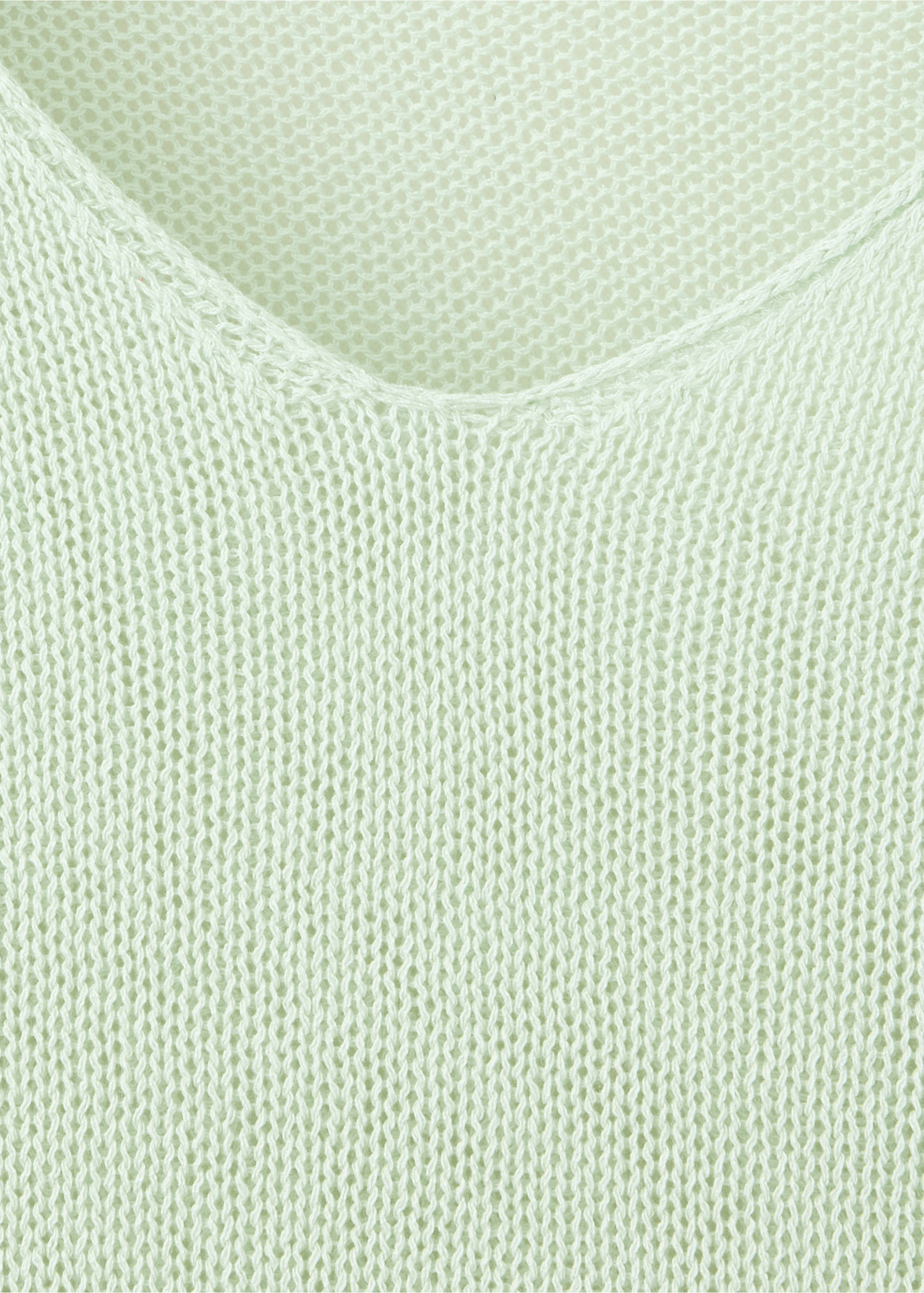 Fine-knit V-neck sweater - Details of the article 0, Mint Green. Ref: 37044101-00.