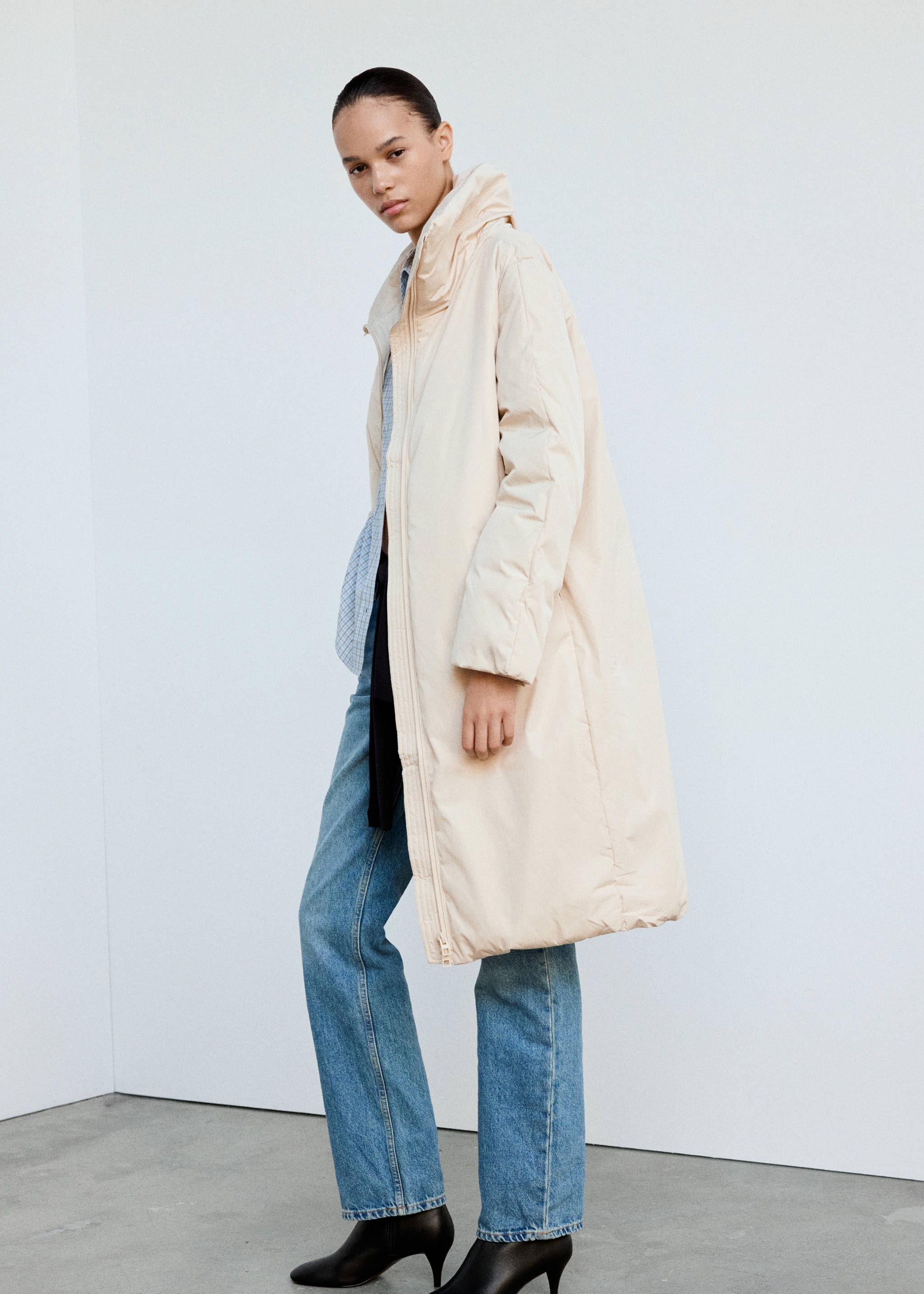 Long padded anorak - General plane