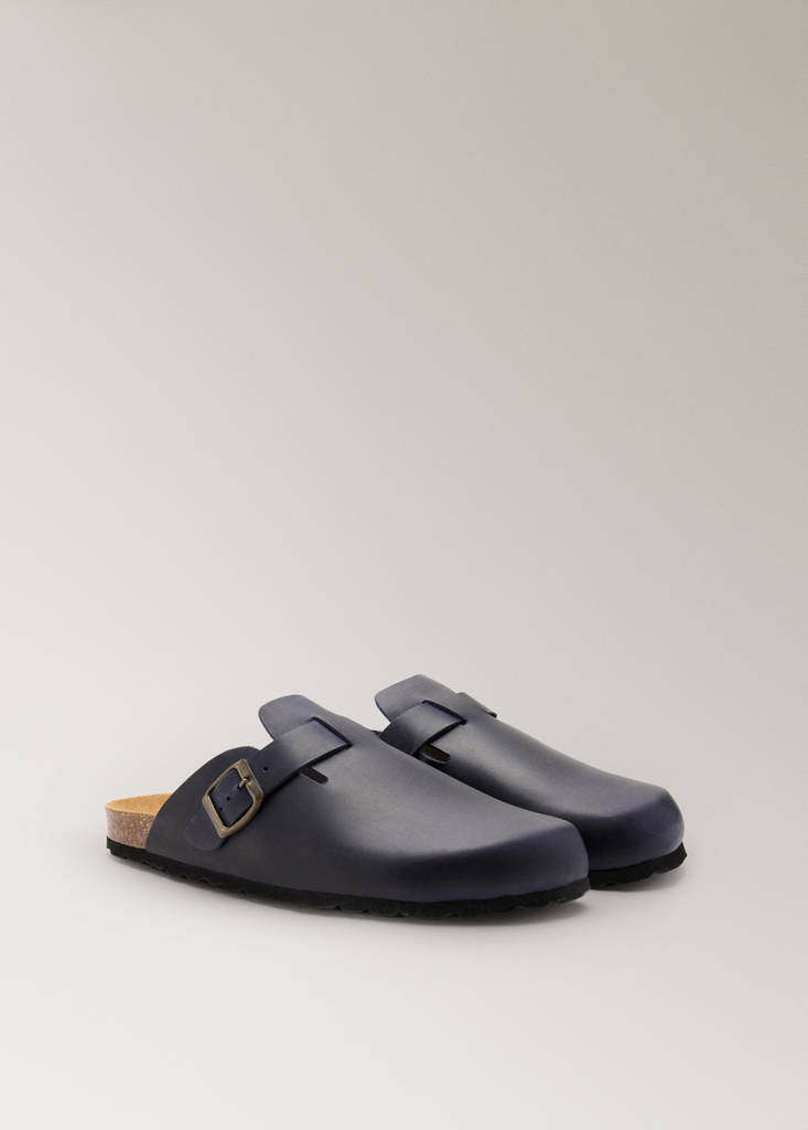 Leather clog shoes — Navy