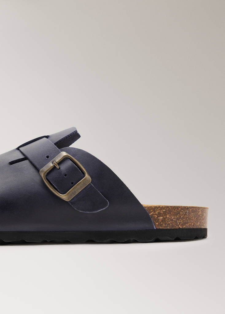 Leather clog shoes — Navy