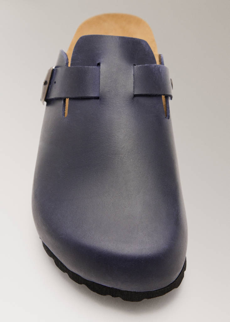 Leather clog shoes — Navy