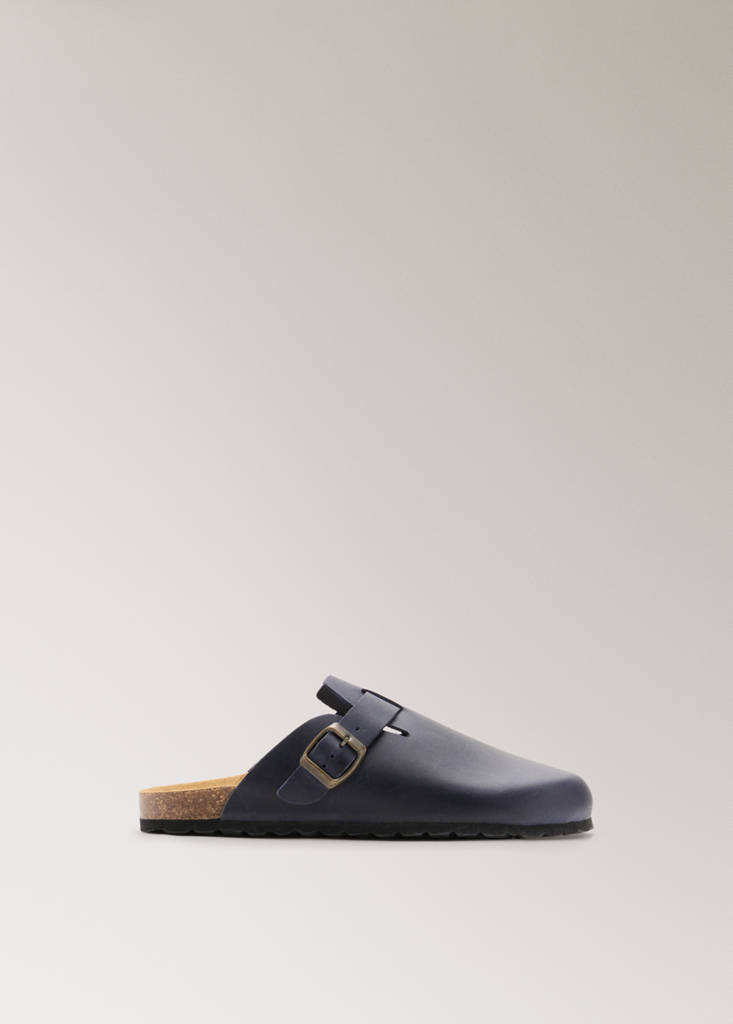 Leather clog shoes — Navy