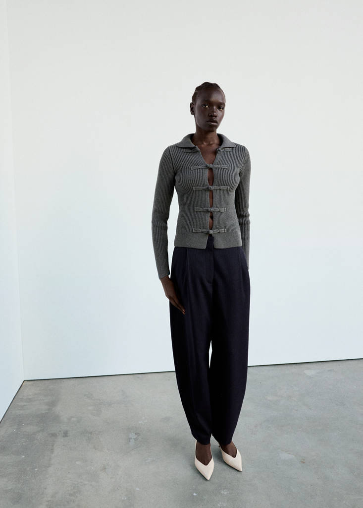 Ribbed duffle cardigan — Grey