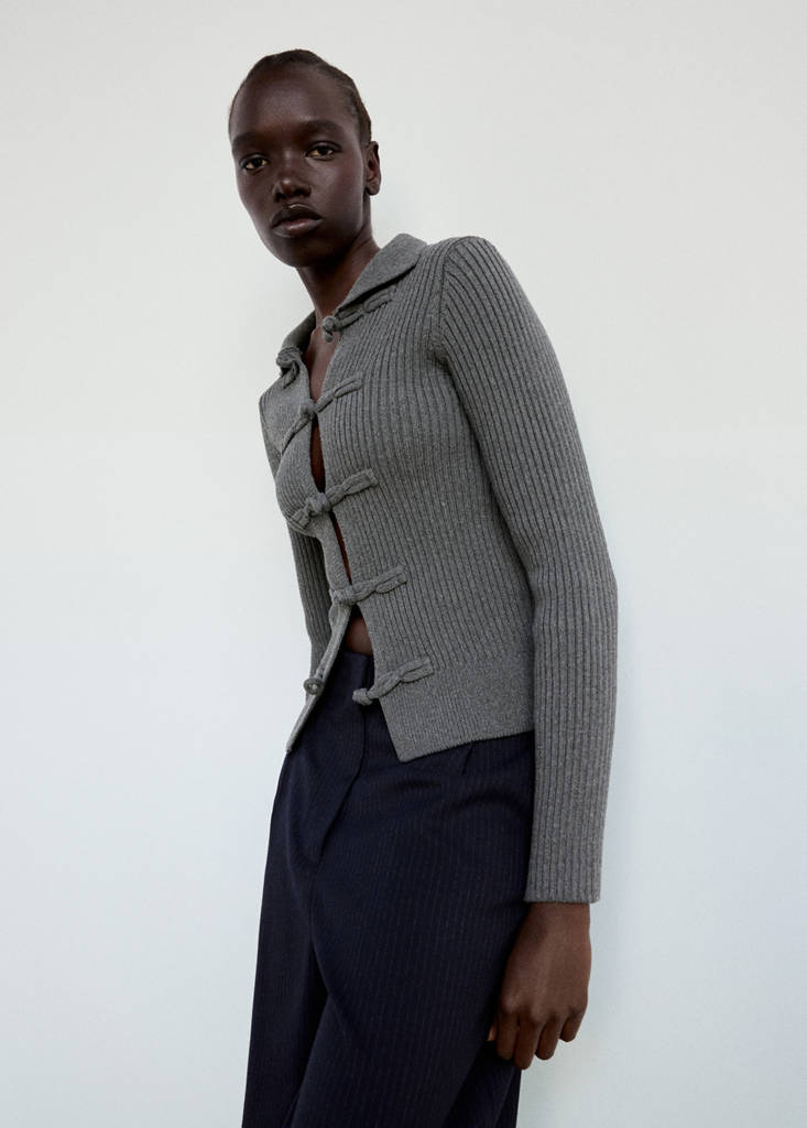 Ribbed duffle cardigan — Grey