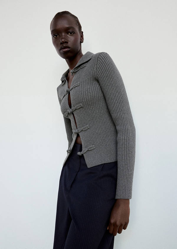 Ribbed duffle cardigan — Grey