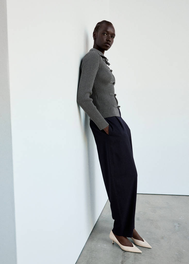 Ribbed duffle cardigan — Grey