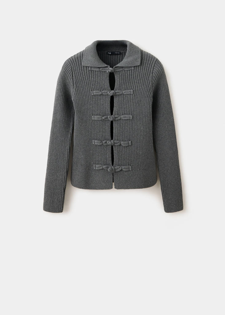 Ribbed duffle cardigan — Grey