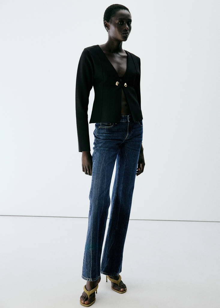 Knitted jacket with jewel buttons — Black