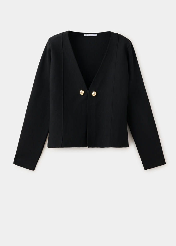 Knitted jacket with jewel buttons — Black