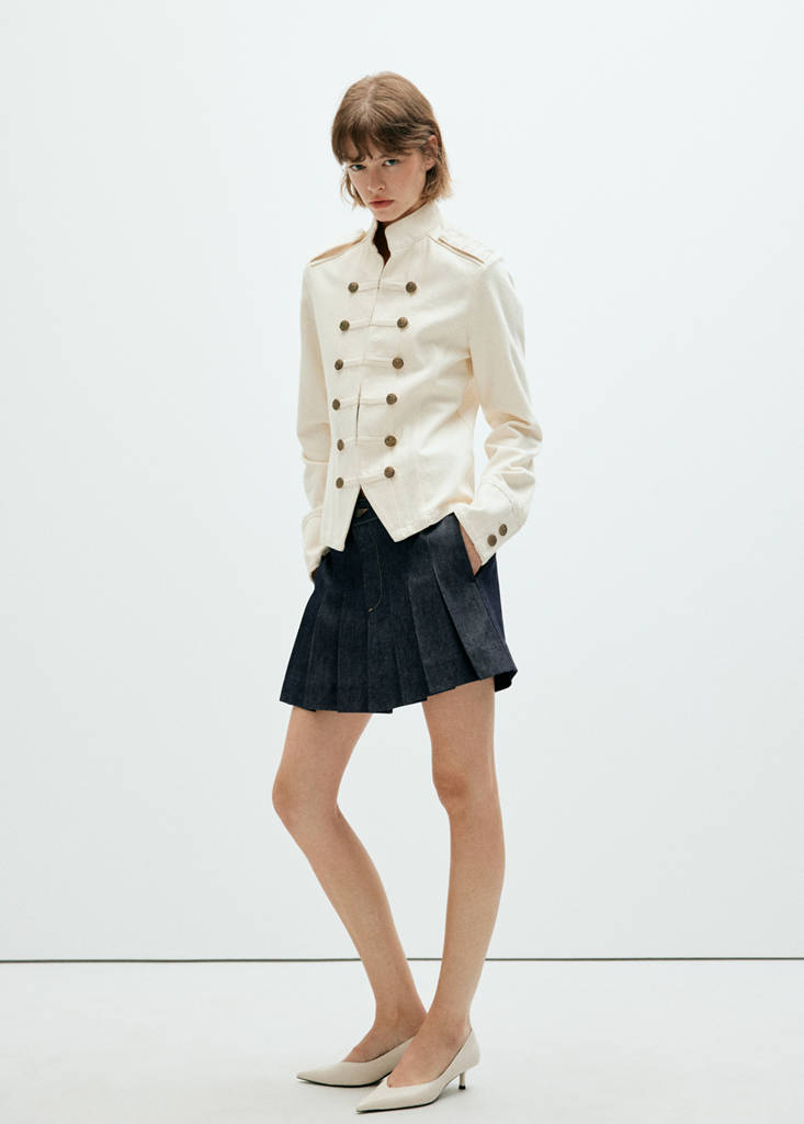 Pleated denim skirt — Open Blue