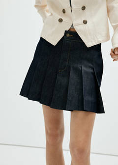 Pleated denim skirt — Open Blue 1