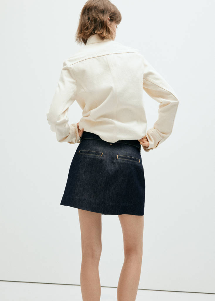 Pleated denim skirt — Open Blue