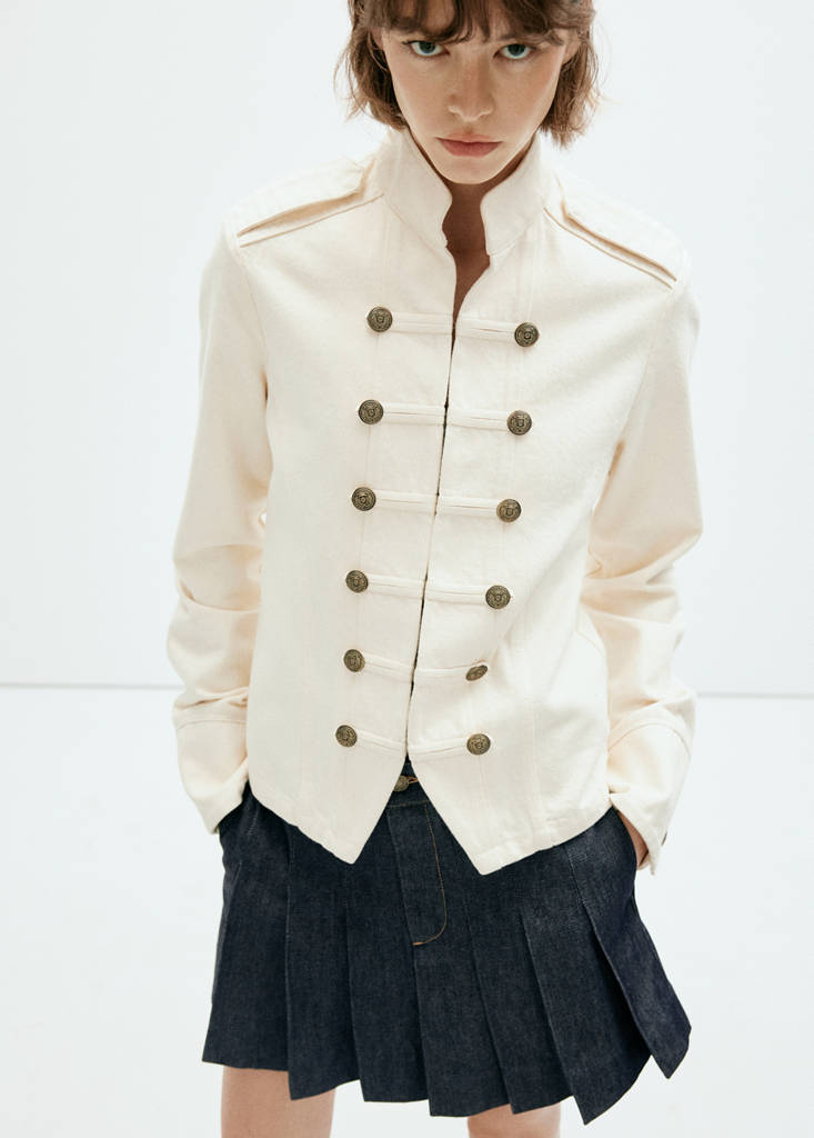 Pleated denim skirt — Open Blue