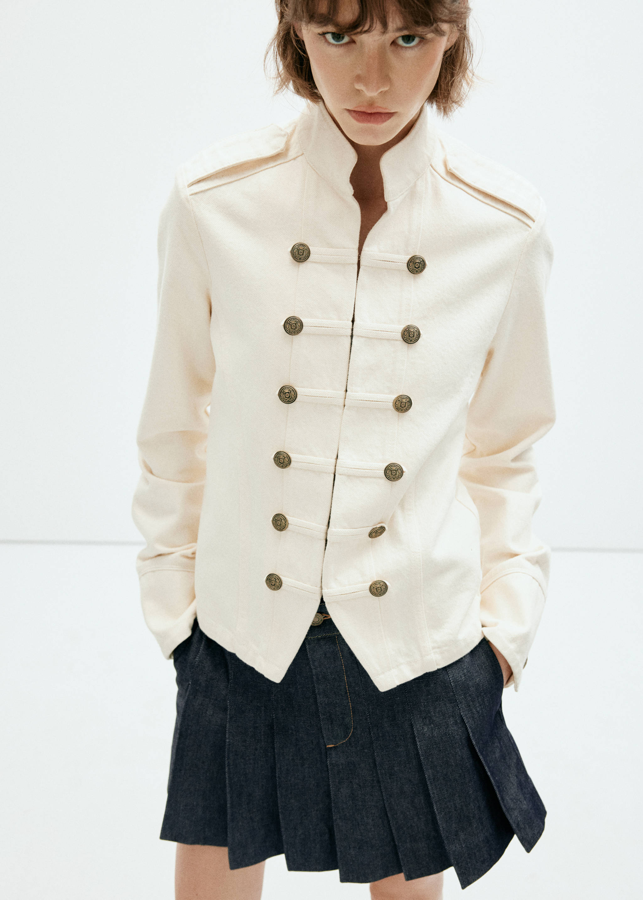 Pleated denim skirt - Details of the article 1