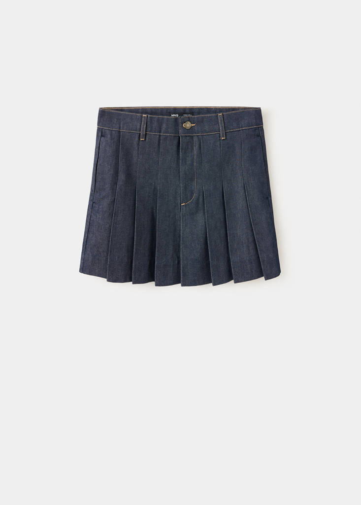 Pleated denim skirt — Open Blue