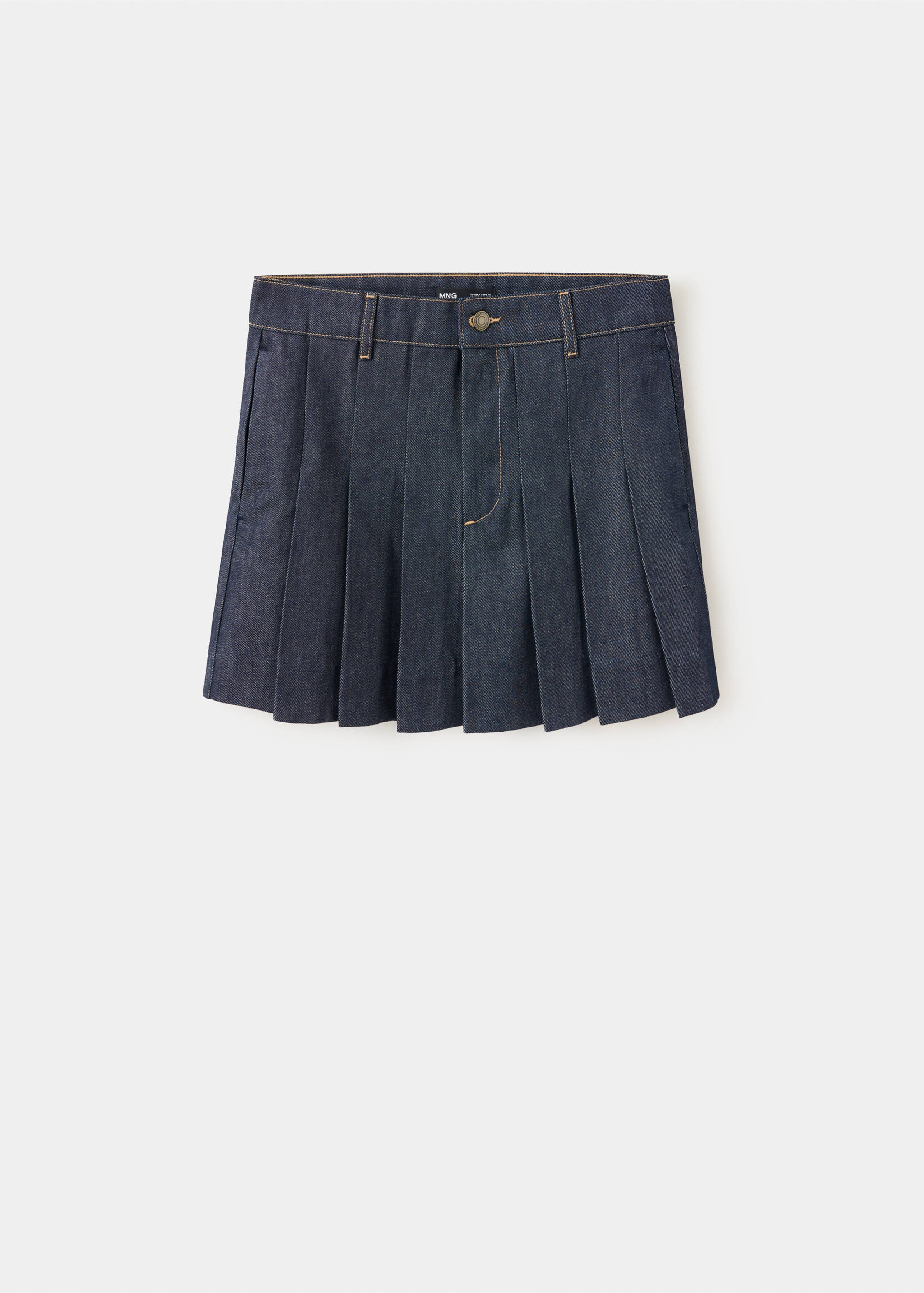 Pleated denim skirt - Article without model, Open Blue. Ref: 37044110-00.