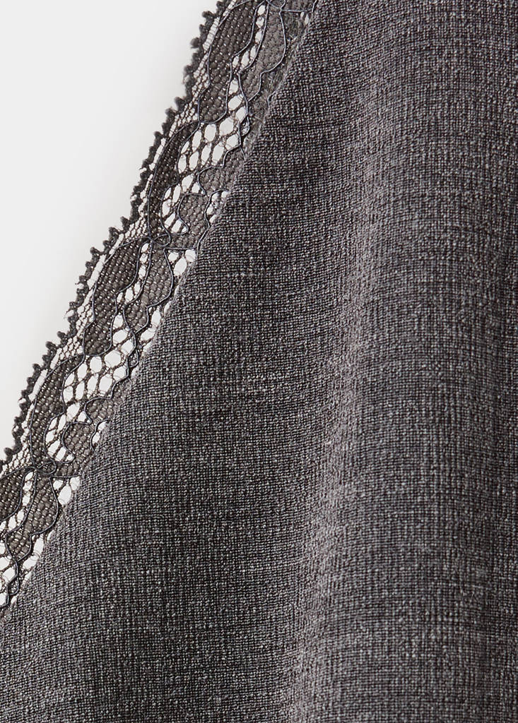 High neck top with lace details — Grey