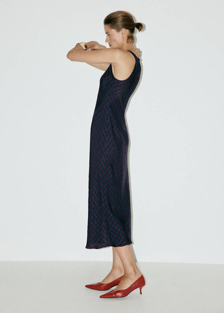 Halter-check dress — Blue