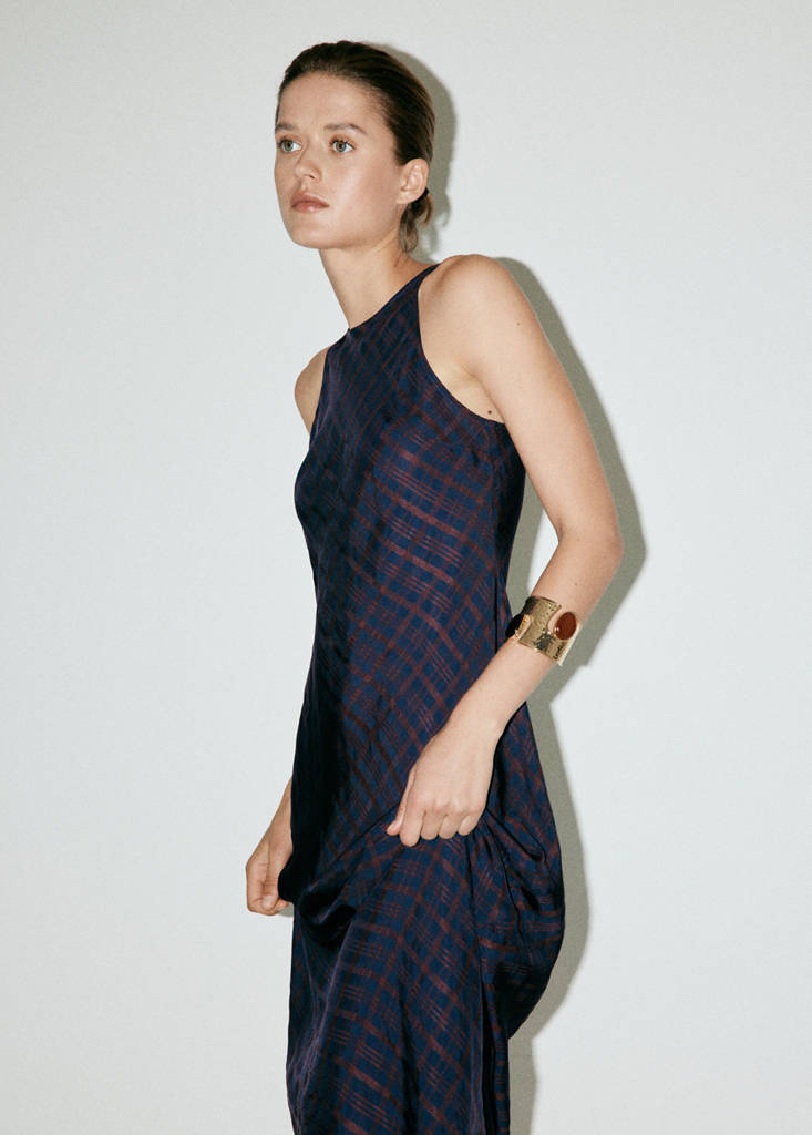 Halter-check dress — Blue