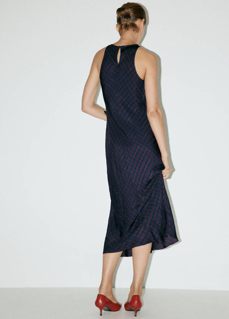 Halter-check dress — Blue