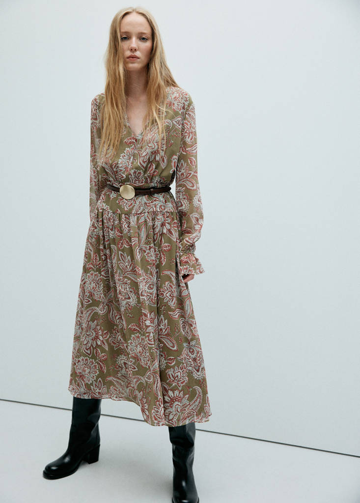 Flower print dress — Green
