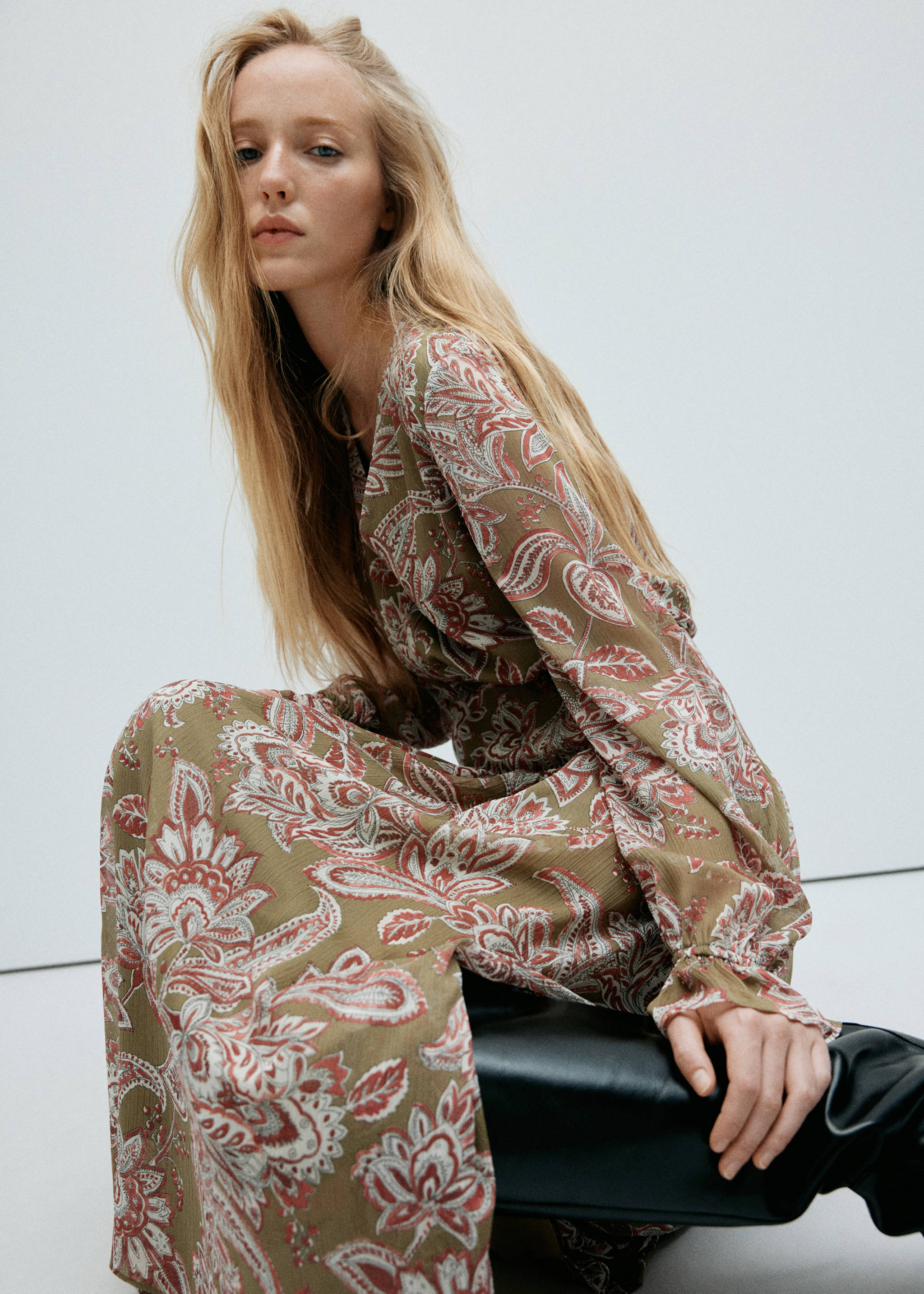 Floral-print chiffon midi dress - Details of the article 3