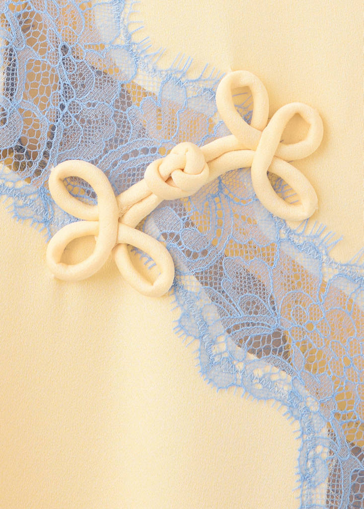 Lace dress with frog closure details — Sky Blue