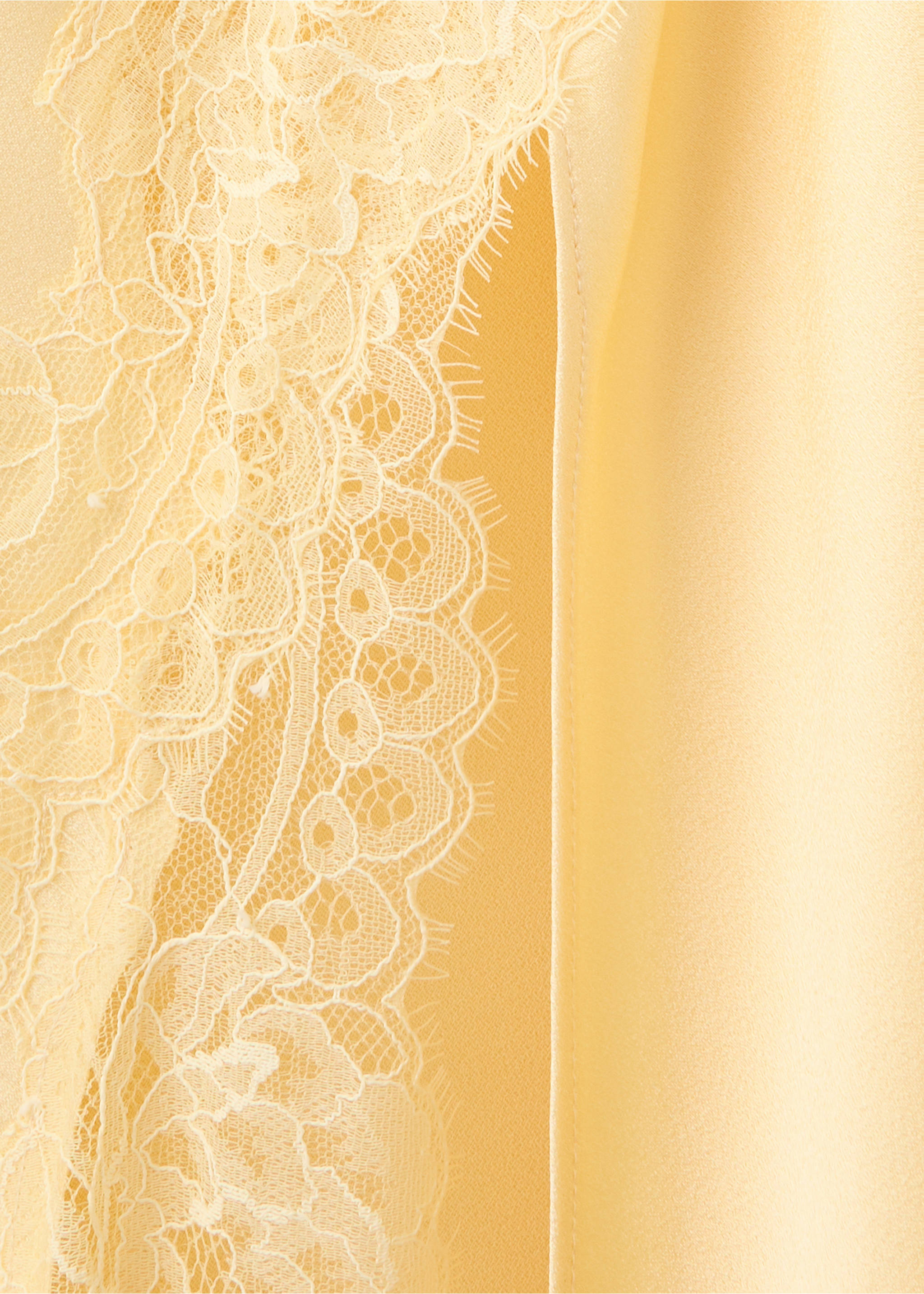 Robe asymétrique satinée détails dentelle - Détail de l'article 0, Jaune pastel. Ref: 37044117-00.
