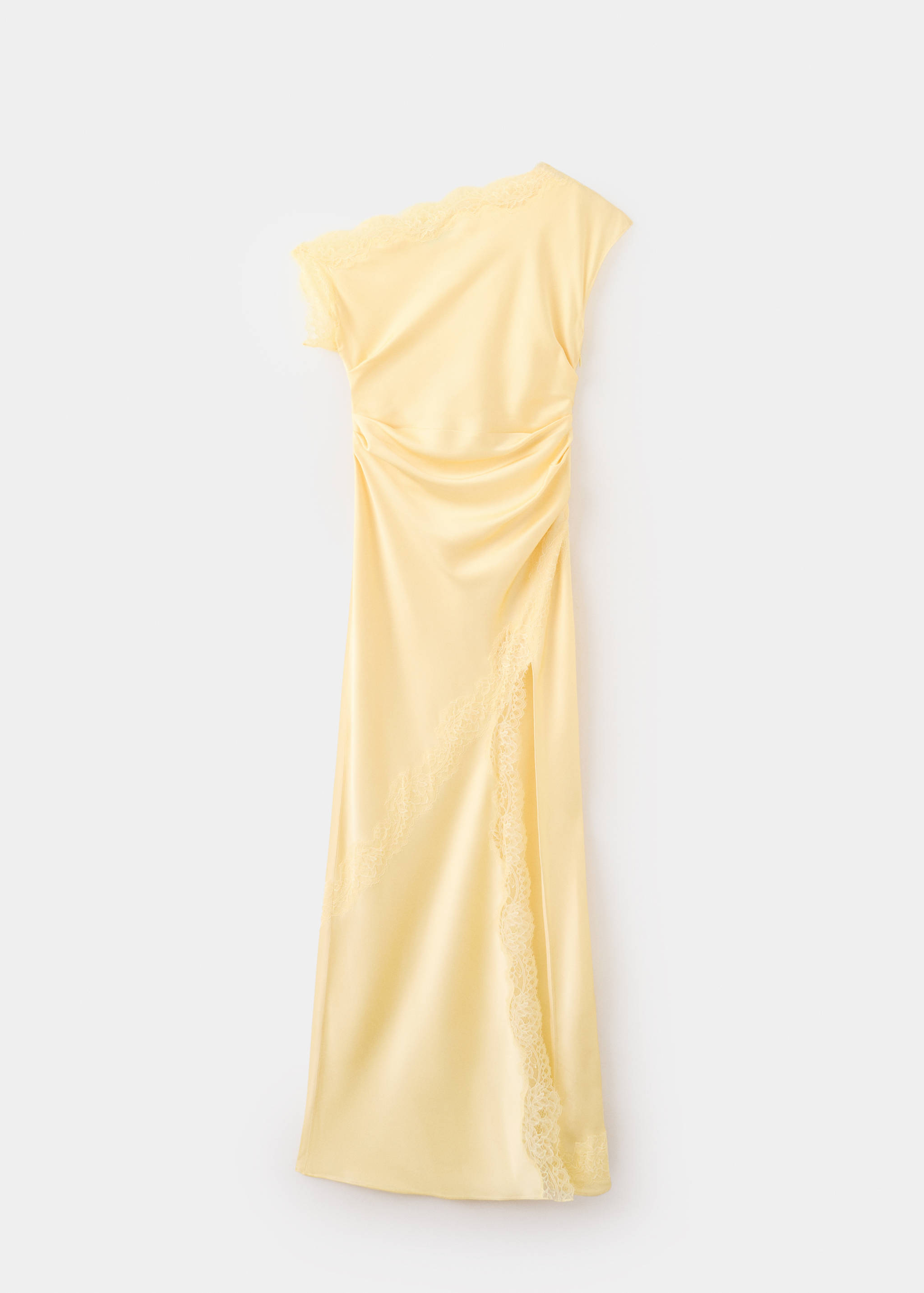Robe asymétrique satinée détails dentelle - Article sans modèle