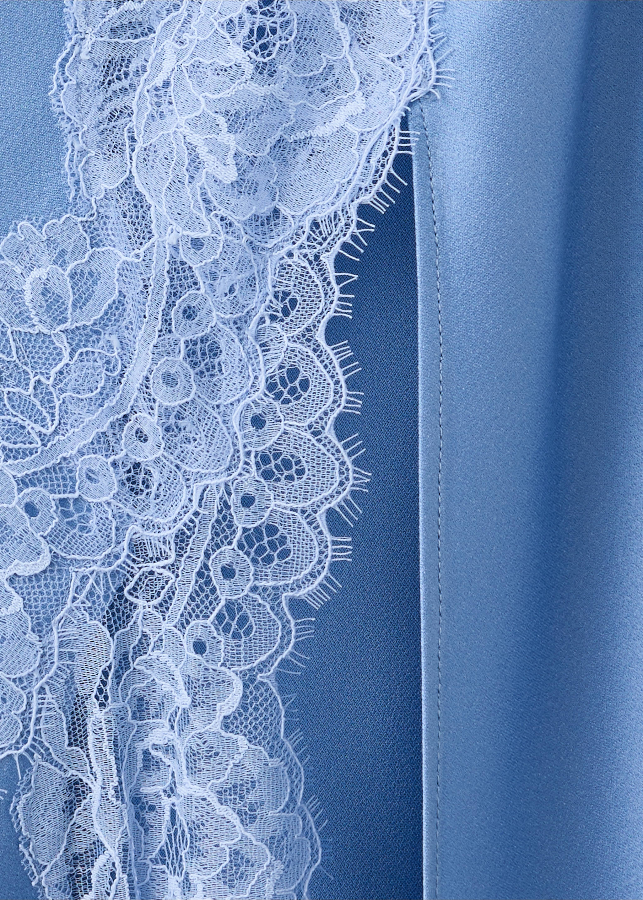 Robe asymétrique satinée détails dentelle - Détail de l'article 0, Bleu ciel. Ref: 37044117-00.