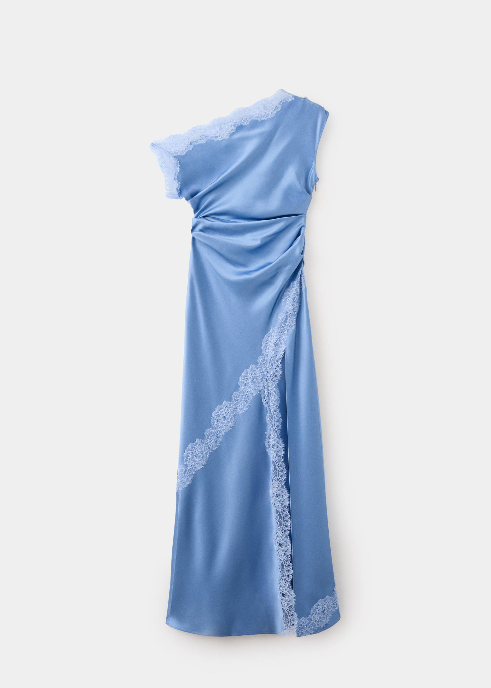 Robe asymétrique satinée détails dentelle - Article sans modèle