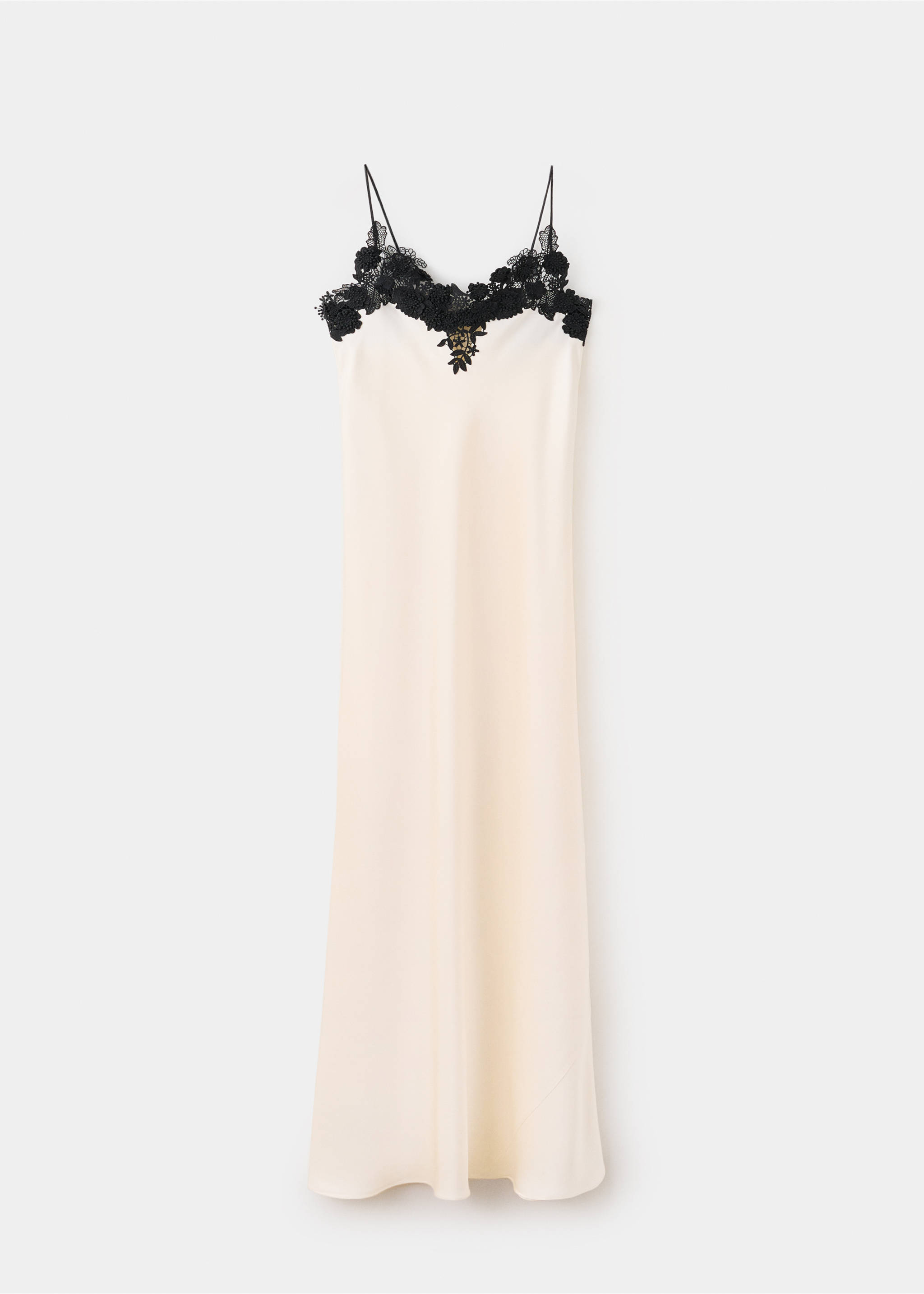 Robe en satin détail guipure - Article sans modèle, Écru. Ref: 37044118-00.
