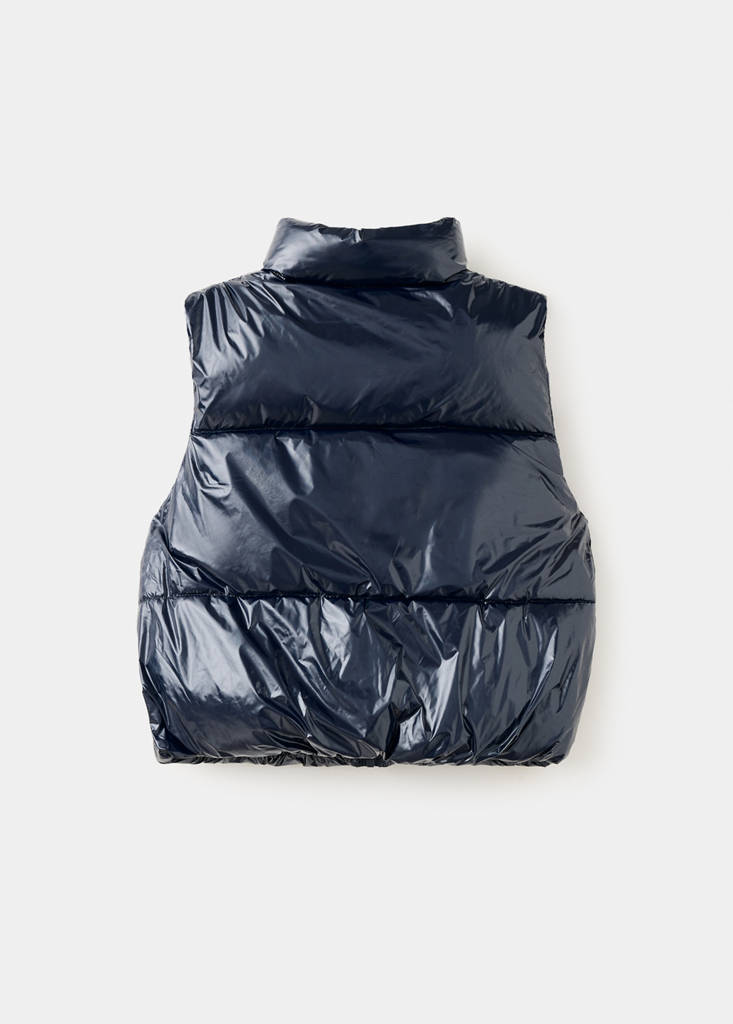Shiny quilted gilet — Navy