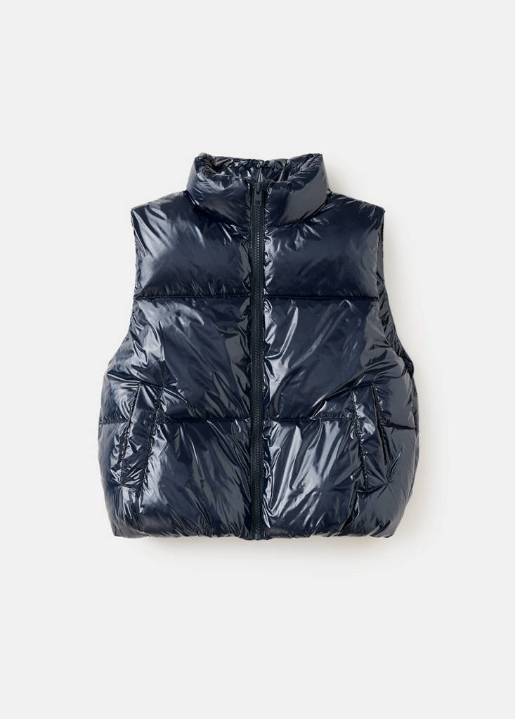Shiny quilted gilet — Navy