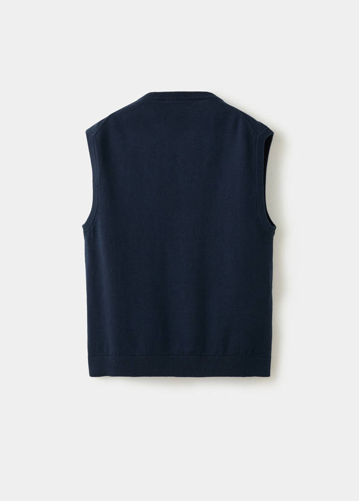 Fine knit V-neck jumper — Navy