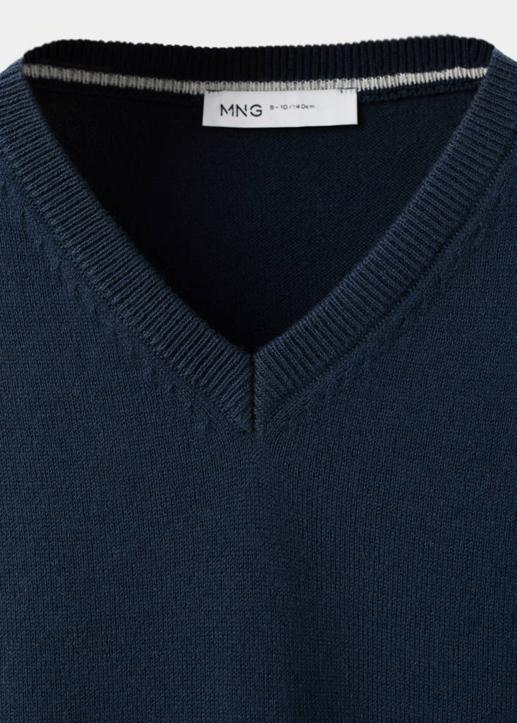 Fine knit V-neck jumper — Navy